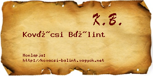 Kovácsi Bálint névjegykártya
