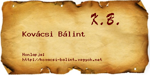Kovácsi Bálint névjegykártya