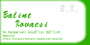 balint kovacsi business card